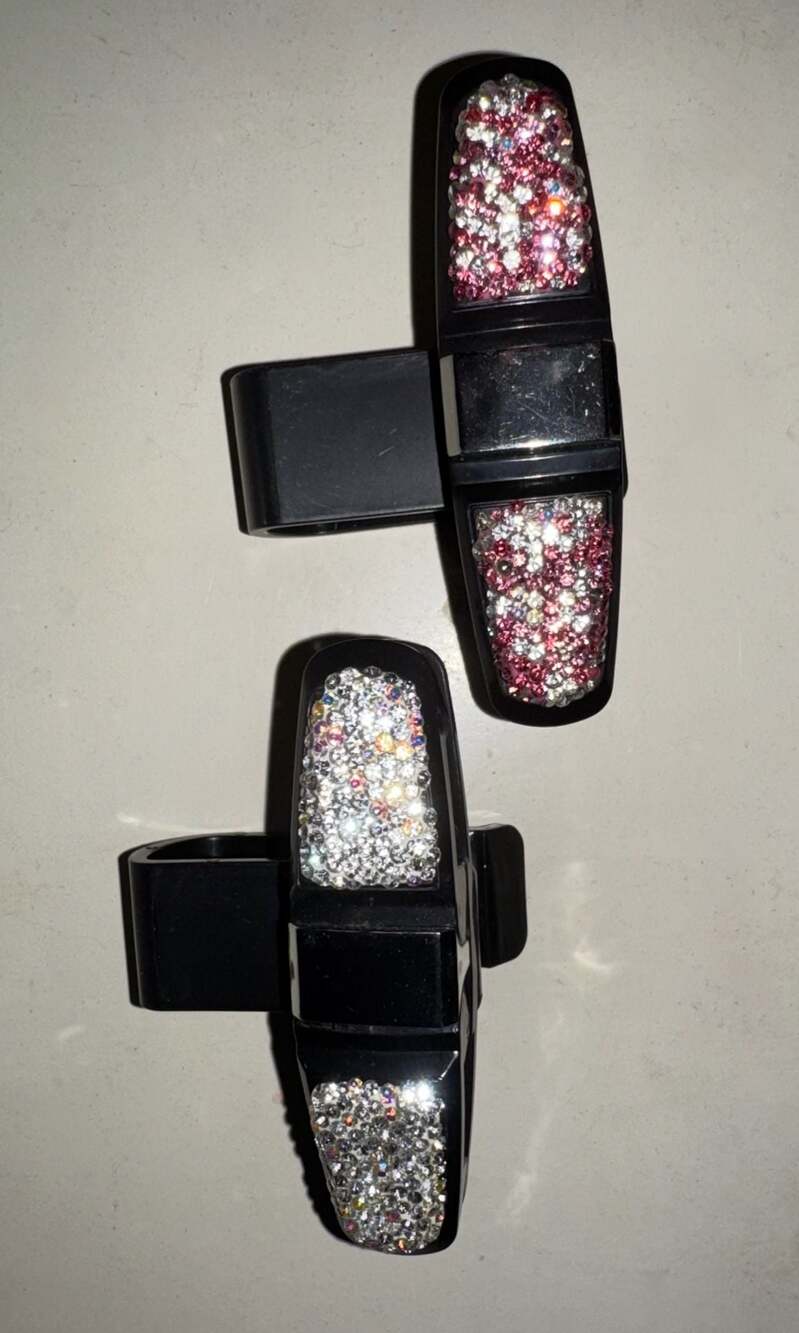 Set of 2 Rhinestone Car Sun Visor Eyeglass Holder Clips